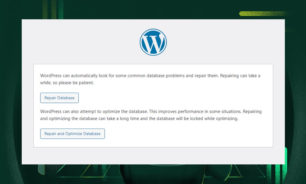 repair WordPress database