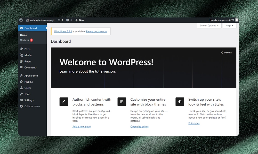 WordPress admin 