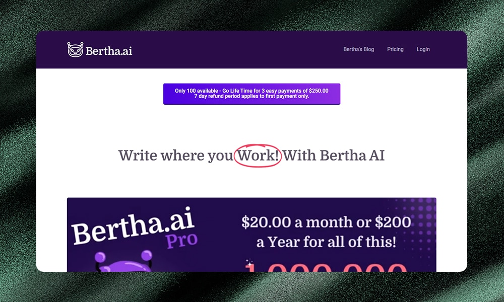 Bertha.ai homepage