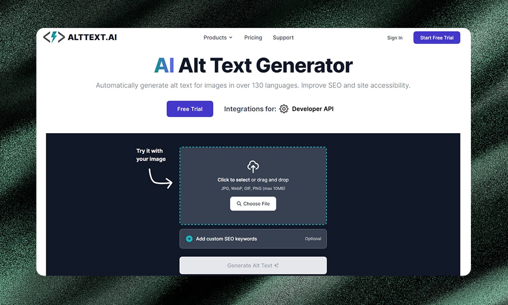 AltText.ai homepage